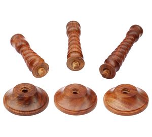 Handmade Natural Wood Round Rustic 3-Piece <b>Candle</b> Stand <b>Set</b> for Christmas Home Decor - Product Image 2