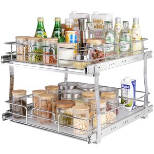Scaffali scorrevoli a 2 livelli in acciaio resistente per armadietti da 20" di larghezza x 21" di profondità x 15" di altezza con cassetti estraibili - Product Image 6