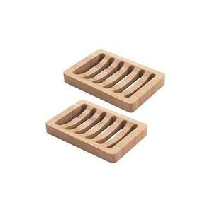 Porte-savon rectangulaire en bois naturel, auto-drainant, antidérapant, accessoire de comptoir de salle de bain - Product Image 5