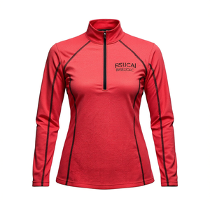 Haut de base athlétique pour l'équitation pour femmes, avec fermeture éclair, respirant, couleur unie, design personnalisé, vêtements d'équitation pour le dressage - Product Image 2