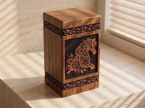 Horse Cremation Urn for Pet & Baby Ashes Wooden <b>Memorial</b> <b>Box</b> Engraved Floral Eco-Friendly Durable Sympathy Gift - Product Image 2