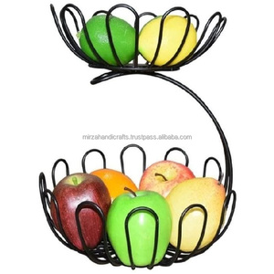 Panier et porte-fruits contemporain en acier avec porte-banane détachable Panier de rangement de fruits décoratif en métal de designer en fil métallique - Product Image 2