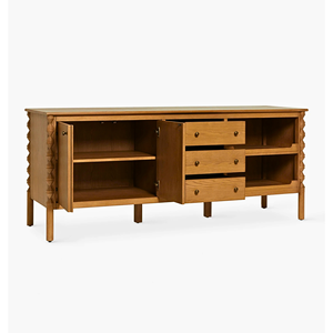 Solid Teak Wood <b>Sideboard</b> <b>Storage</b> Cabinet Modern Minimalist Buffet Cabinet Living Room Furniture with Doors and Drawers - Product Image 3