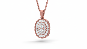 Pendentif halo « Ovale éternel » pour femme en or 14 carats et diamants naturels |   0,36 carats |   Bijoux fins de haute qualité, commandes en gros disponibles - Product Image 4