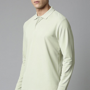 wholesale price OEM Service New Arrival Quick dry Breathable Outerwear Solid Color <b>Men</b> <b>Long</b> <b>sleeve</b> <b>polo</b> t <b>shirt</b> Slim Fit - Product Image 2