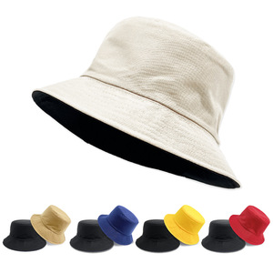 Wholesale Cheap Reversible Bucket <b>Sun</b> <b>Hat</b> <b>for</b> <b>Men</b> Women Solid Color Designer Protection Brim Cap Cartoon Leaf <b>for</b> Casual Fishing - Product Image 1