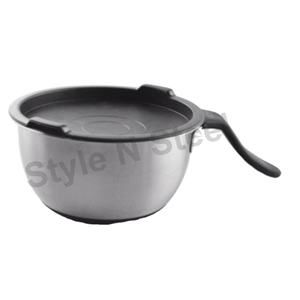 Bol allemand antidérapant en acier inoxydable avec couvercle et poignée noirs - Product Image 1