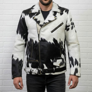 Chaqueta de cuero genuino de piel de vaca negra personalizada de alta calidad para hombre, chaqueta de cuero elegante y a la moda para hombre - Product Image 1