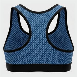 Women's Racerback Sports Bra Blue Hounds tooth Print Medium Support Breathable Yoga <b>Top</b> <b>Mesh</b> Back Design Summer Comfortable Gym - Product Image 2