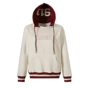 Nouveau style – Sweat à capuche grec de sororité blanc et bordeaux personnalisé avec logo brodé – Coton de haute qualité – Coupe oversize - Product Image 1