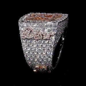 Anillo de Hombre con Diamantes Rosados, Letra X Personalizada, Moissanita Baguette, Bañado en Rodio, Plata de Ley 925, Engaste Pavé, Anillo Agrupado - Product Image 2