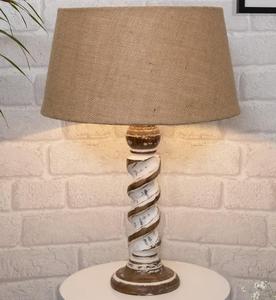 Lámpara de Mesa Rústica de Madera con Pantalla de Lino Beige, Fuente de Luz LED E27, CA 110V, Control por Interruptor, Decorativa, Tamaño Grande - Product Image 1