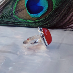 Anillo midi de cornalina, plata 925, hecho a mano, anillo llamativo para mujer, regalo de cumpleaños o aniversario hecho a mano para ella - Product Image 2