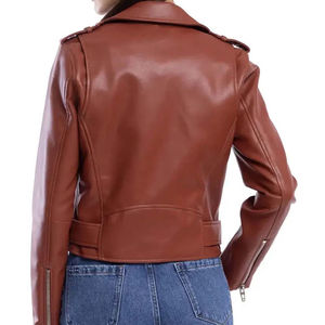 Blouson bomber coupe-vent en cuir véritable violet pour femme, fermeture éclair sur le devant, col montant, manches longues, hiver, 300g - Product Image 6
