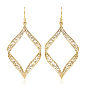 14K <b>Gold</b> Filigree <b>Dangle</b> <b>Earrings</b> Hollow Geometric Drop <b>Earring</b> Trendy Statement Elegant Fashion <b>Dangle</b> <b>Earrings</b> For Women Girl - Product Image 1