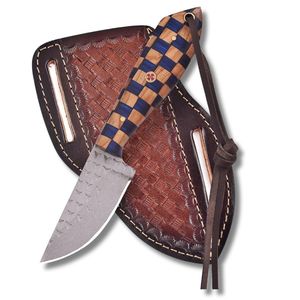 Cuchillo desollador de caza de acero de Damasco hecho a mano todos los días llevar hoja fija Funda de cuero de acero inoxidable personalización OEM - Product Image 3