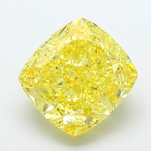 Pierre précieuse non montée, diamant de laboratoire de haute qualité, jaune vif fantaisie, taille coussin, excellente coupe, certifié CVD, pour joaillerie fine. - Product Image 1