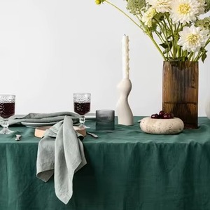 Customized Emerald Green Cotton <b>Tablecloth</b> for Banquet Wedding Cocktail Party Farmhouse Table Decor Kitchen and Dinner Tablemat - Product Image 2