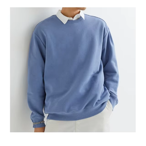 Suéter Ligero de Cuello Redondo para Hombre, Color Azul Claro, Corte Regular, Tejido de Punto, Estilo Casual para Otoño, Manga Larga - Product Image 4