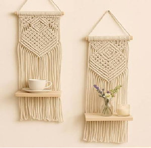 Practical Boho Macrame <b>Floating</b> <b>Shelves</b> Provide Sturdy Storage for Small Items Contemporary Design Home Decor. Available - Product Image 1