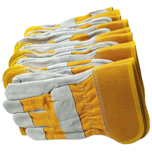 Gants de soudage TIG en cuir jaune, double paume, doigts fendus, résistants à la chaleur pour le soudage - Product Image 6
