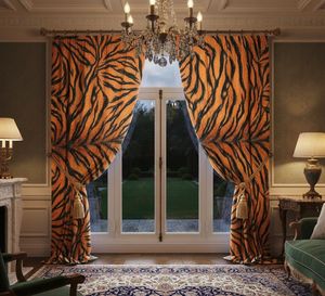 Decorative Tiger Print Dense Floral <b>Window</b> <b>Curtain</b> Panel 70% Light Blocking Premium Printed Fabric Drapes for Living Room - Product Image 4