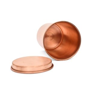 Handmade Pure Copper Plain Glass with Lid Copper Plain Design Tumbler Drinkware Serveware Capacity -300 ml Each (Set of 2) - Product Image 5