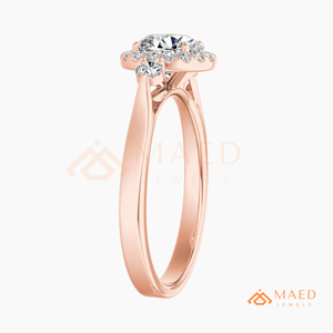 Bague solitaire en moissanite à taille ronde, bague de fiançailles en or rose, bijoux élégants pour femmes, cadeau d'anniversaire - Product Image 5