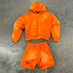 Novedades: Conjunto de Sudadera con Capucha y Pantalones Cortos para Hombre, Estampado Personalizado, Efecto Desgastado por el Sol, 100% Algodón, Ecológico y Transpirable - Product Image 5