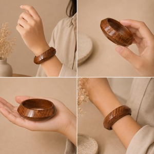 Pulseras de Madera Natural Pulida Hechas a Mano para Mujer, Joyería Apilable de Moda, Venta al Por Mayor - Product Image 3