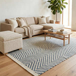 Durable Flat Weave Cotton <b>Rug</b> Geometric & Chevron Pattern Area <b>Rug</b> 4x6 Rectangle Flat Weave Non Slip Living Room Soft Cotton <b>Rug</b> - Product Image 4