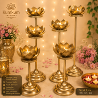 Support de bougie en laiton en forme de lotus, écologique, fait main, classique, élégant, très vendu, centre de table de Noël, décoration d'intérieur