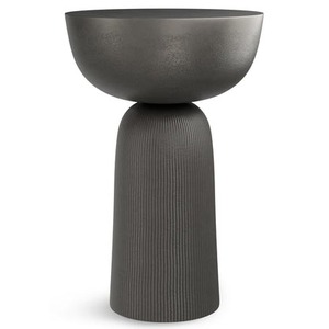 Table basse moderne Statement Surface avec base côtelée, mobilier de salon minimaliste, design durable, finition noire - Product Image 3