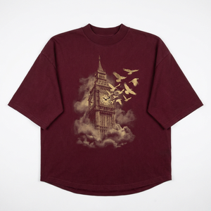 Rhinestone Graphic T <b>Shirt</b> Pigment Dye Oversized 300GSM Heavy Cotton <b>Gothic</b> Tee with Gold Screen Print for Private Label - Product Image 2