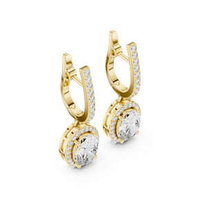 Pendientes de aro tipo huggie con halo ovalado y diamante solitario cultivado en laboratorio, oro macizo de 14K/18K, 3.65CTW DEF VVS, certificado IGI, regalo nupcial, ODM - Product Image 3