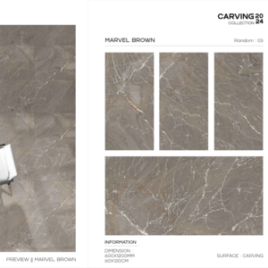 Baldosa de Porcelana Tallada de Alta Gama, Formato Grande 600x1200, Superficie Texturizada Premium, para Paredes y Pisos, Uso Interior y Exterior - Product Image 1