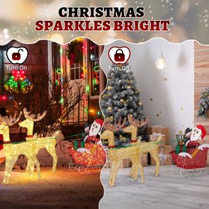 Pre-Lit Reindeer Sleigh Christmas Decorations 270 Warm White LED Indoor Outdoor Holiday Decor with <b>Lighted</b> <b>Pulling</b> Reindeer - Product Image 5