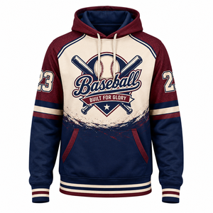 Sudadera con Capucha de Béisbol para Hombre, Estilo Jersey Deportivo, Sublimación con Estampado 23, Rojo, Azul y Blanco - Product Image 1