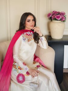Heavy Roman Glass Silk With Multi Embroidery and Beads Moti Work Top & Sharara Palazzo With Dupatta Suit Designer Party Wear - Product Image 2
