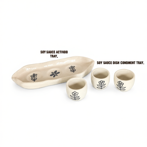 Plato para Salsa de Soya, Bandeja para Condimentos, Cerámica, Porcelana, Diseño Floral, Forma Rectangular, Apto para Lavavajillas, Grado Alimenticio - Product Image 2