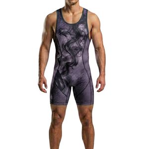 Purple Abstract Camouflage Wrestling <b>Singlet</b> Sublimated Breathable Printed Training Suit Anti Bacterial Wrestling <b>Singlets</b> - Product Image 1