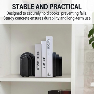 Minimalist Black Plastic Bookends Geometric Curve Design 2Pcs Sculptural <b>Book</b> Holders - Product Image 5