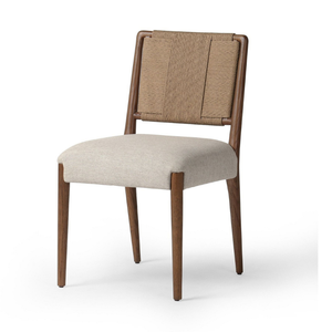 Midcentury Modern <b>Upholstered</b> Dining <b>Chair</b> With Wood Legs And Fabric Seat For Home Furniture - Product Image 1