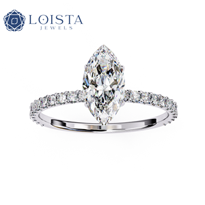 Anillo de compromiso de lujo con diamante solitario de estilo minimalista para mujer, 2 quilates, corte marquesa, brillante, cultivado en laboratorio. - Product Image 3