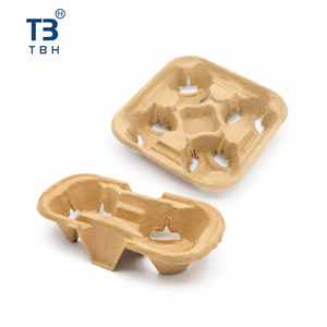 Meilleure Vente Porte-Gobelets Écologique Jetable en Pulpe Recyclée à Paroi Simple 4 Compartiments 220mm Marque TBH pour Stands Alimentaires et Fêtes - Product Image 3