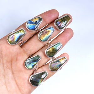 Bismillah Gems Women's Christian Gothic Boho Labradorite <b>Statement</b> Handmade 925 Silver Plated Iridescent <b>Ring</b> Fashion - Product Image 5