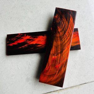 Escamas de cuerno de búfalo natural teñidas a mano y genuinas para mango de cuchillo: Par exótico a juego para mango de herramienta, material natural - Product Image 1