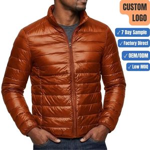Blouson matelassé brillant pour homme personnalisé, col montant, fermeture éclair intégrale, chaud pour l'hiver, fournisseur OEM - Product Image 1