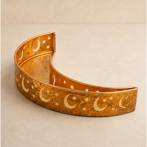 Bandeja de Servicio de Lujo Chapada en Oro con Diseño de Luna Creciente Hueca para Ramadán, Plato Decorativo Eid Mubarak, Exhibidor de Postres para Fiestas Islámicas - Product Image 3
