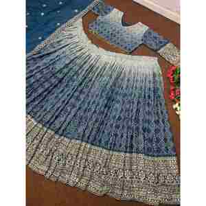 Lehenga choli งานปักไหม Chinon ลำดับแบบได้รับความนิยม - Product Image 1